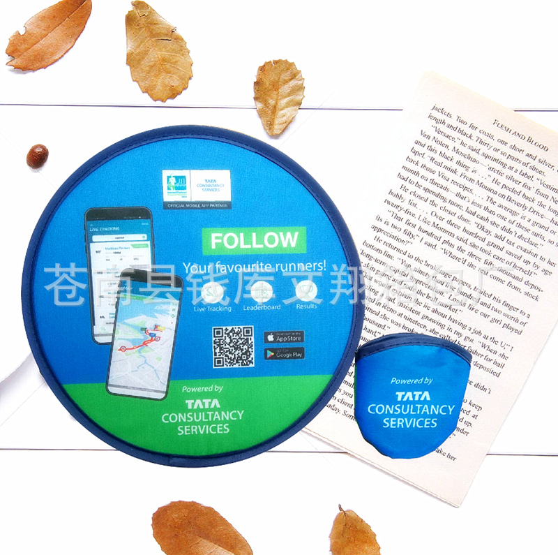 Professional production nylon folding advertising UFO fan gift nylon fan Frisbee fan free design printable logo