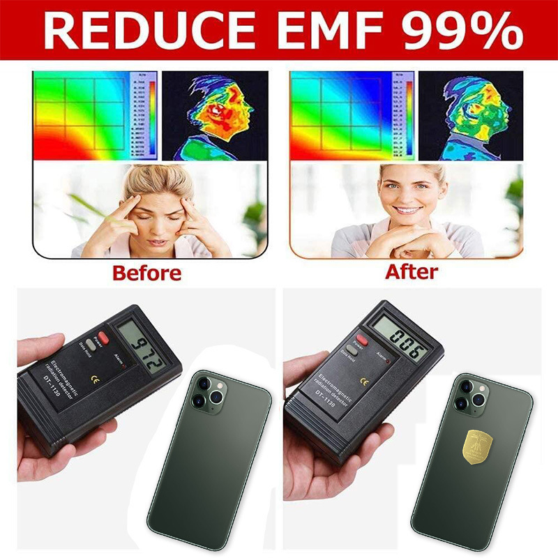 5G EMF protection new shield-shaped 24k gold double anti-radiation stickers radiation-proof mobile phone stickers