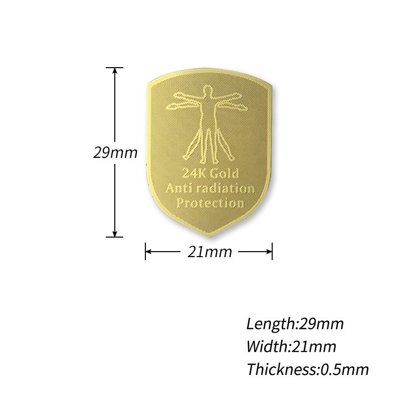 5G EMF protection new shield-shaped 24k gold double anti-radiation stickers radiation-proof mobile phone stickers