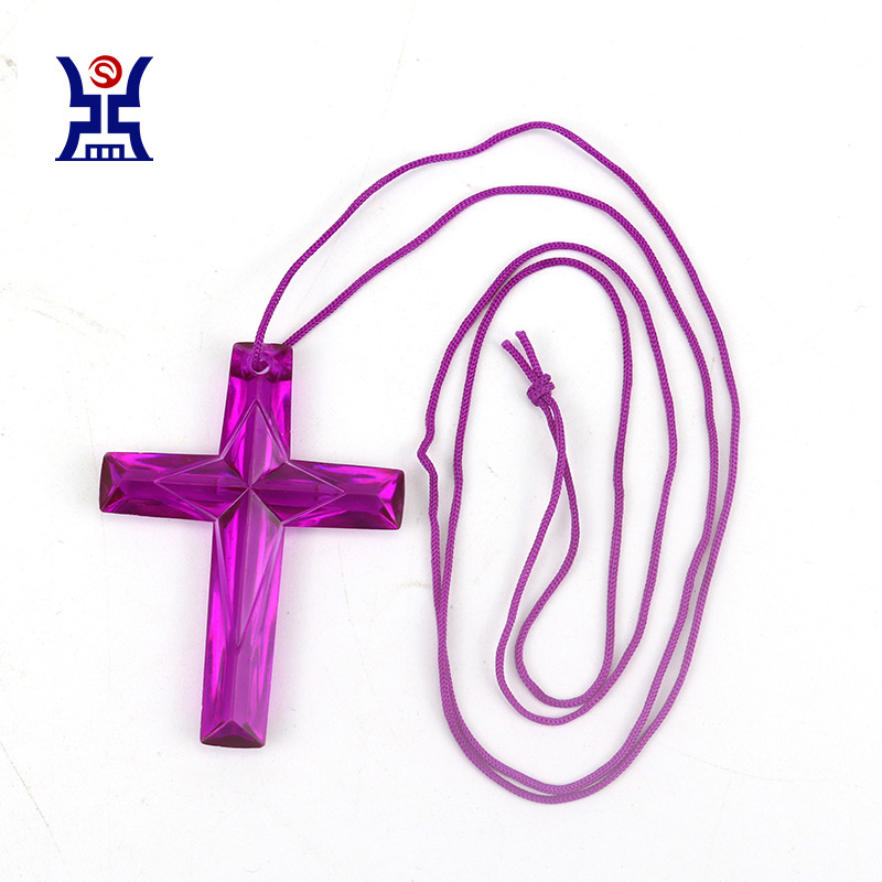 Manufacturers supply in stock cross pendant children's toys with rope necklace ornaments multi-color optional cross necklace