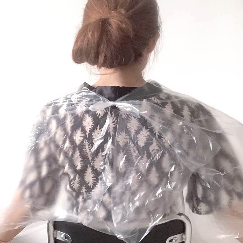 Manufacturer's Supply Large Transparent White Thickened Plastic Waterproof Perm and Dye Hairdressing Tools Disposable Cloth Shawl