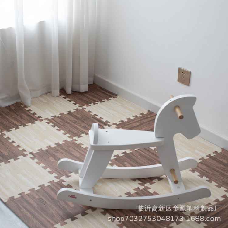 Children's Wood grain foam floor mat bedroom living room floor anti-collision climbing Mat 60*60 thickened EVA puzzle mat