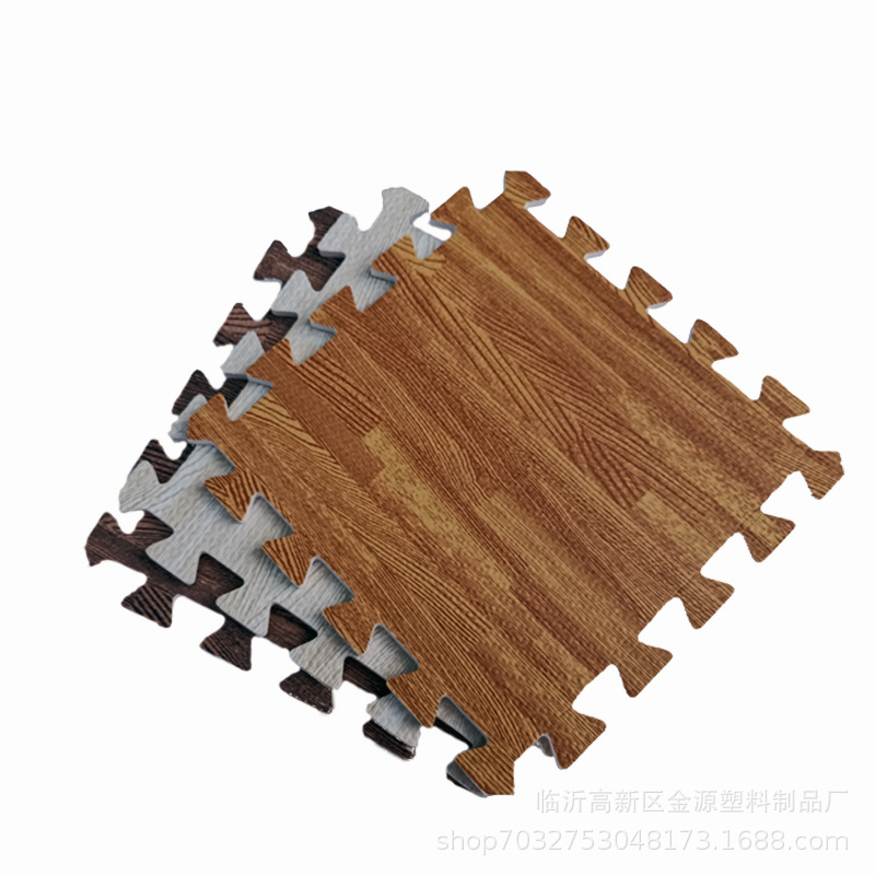 Children's Wood grain foam floor mat bedroom living room floor anti-collision climbing Mat 60*60 thickened EVA puzzle mat