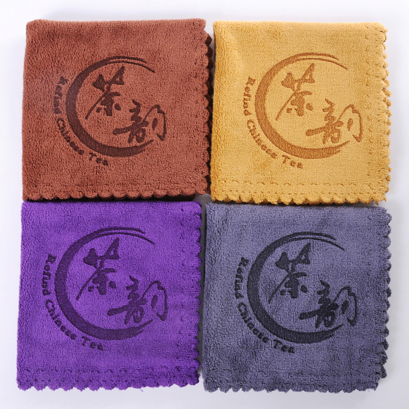 Wholesale Tea Towel Household Retro Thickeneded Tea Mat Printed Tea Cloth Microfiber Absorbent Tea Towel Printed Logo