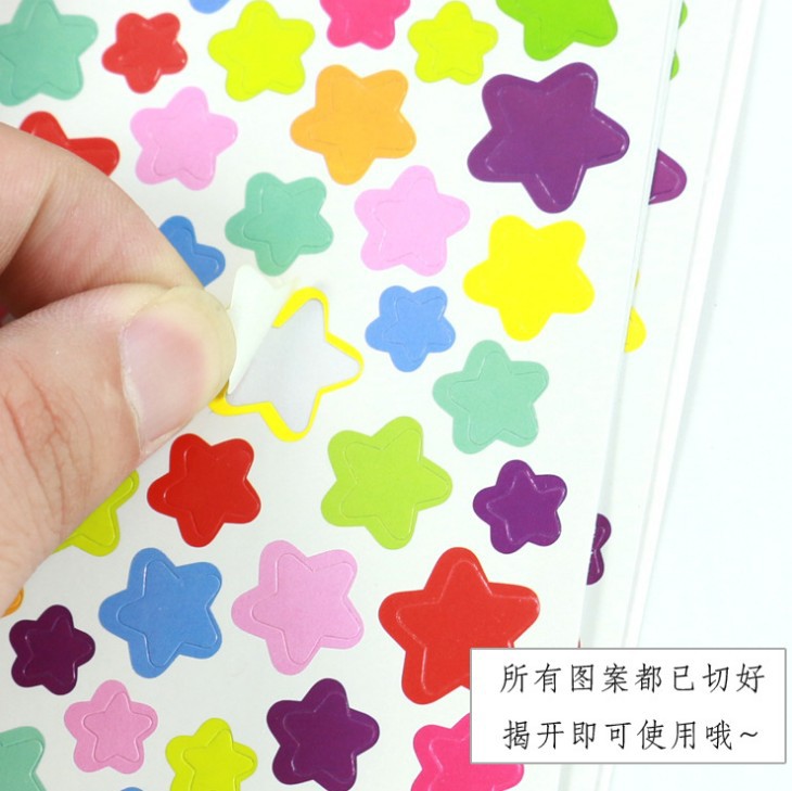 A12 Korean Stickers Colorfulful Dot Heart Five-Star Decorative Stickers Handbook DIY Photo Album Rainbow Decorative Stickers