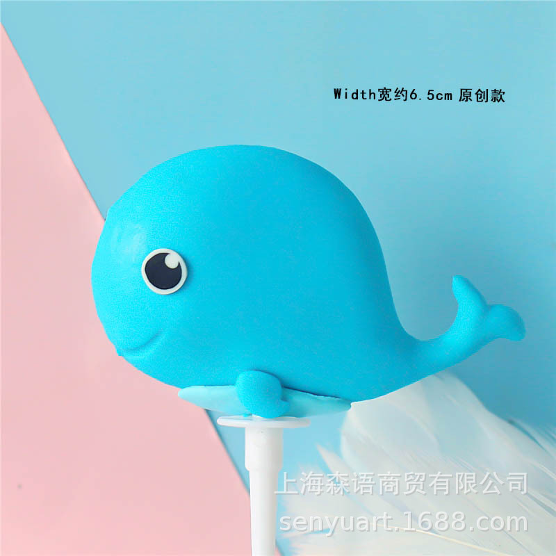 Baking Cake Decoration Ocean Series Octopus Seahorse Crab Whale Soft Pottery Plug-in Dessert Table Dress Up
