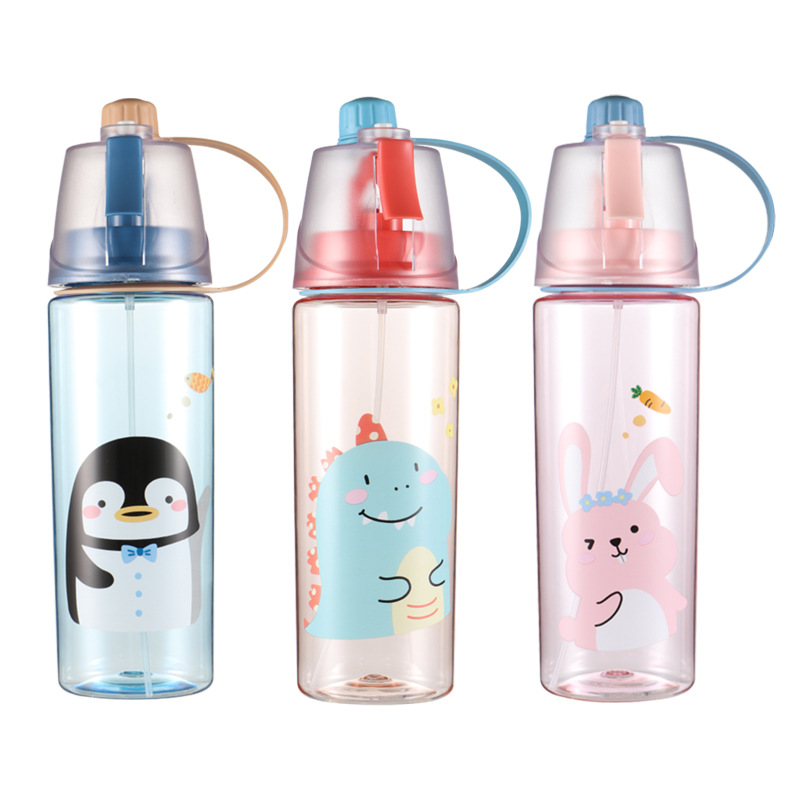 Summer Spray Cup Children's Plastic Water Cup Male and Female Primary School Students Outdoor Sports Creative Internet Celebrity Cup Customization