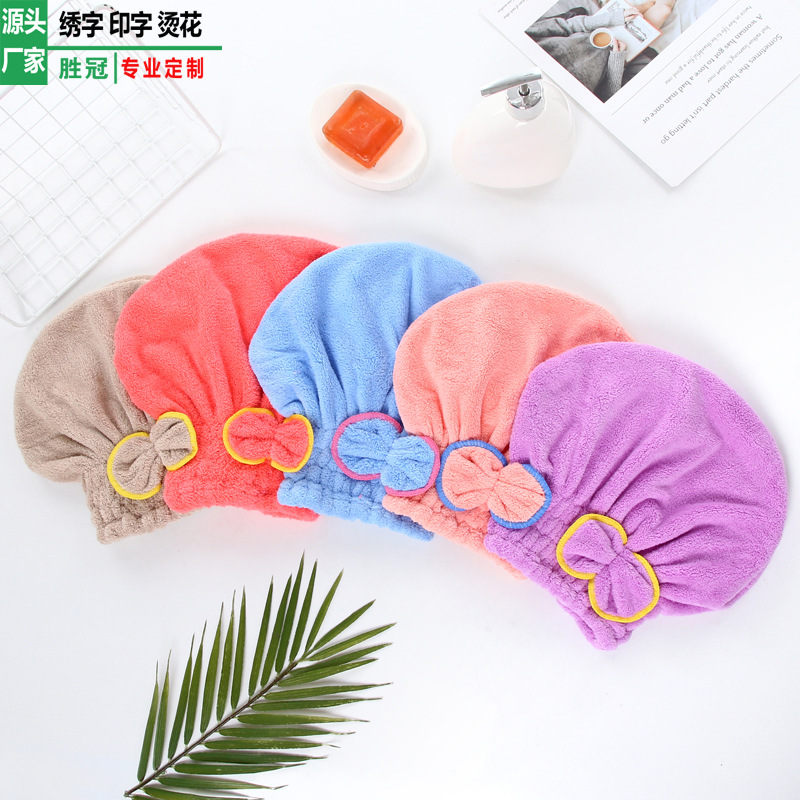 Шапка для сушки волос для женщин, водопоглощающая, утолщенная, коралловый флис