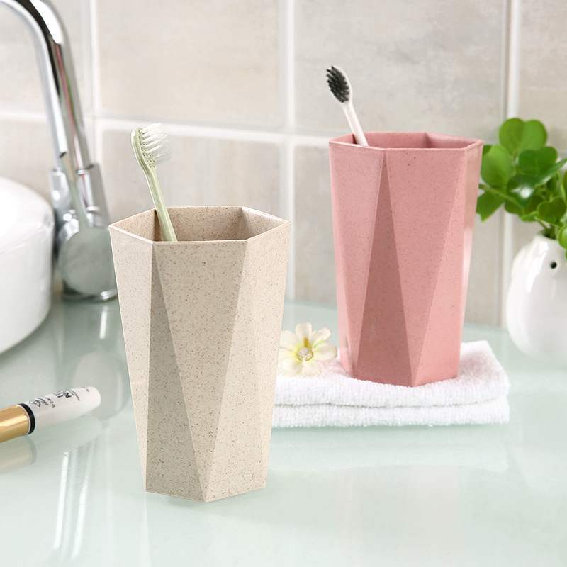 Advertising Creative Gift Mouthwash Cup with Printable Logo Large Hexagonal Rhombus Toothbrush Cup Travel Wash Cup Wholesale