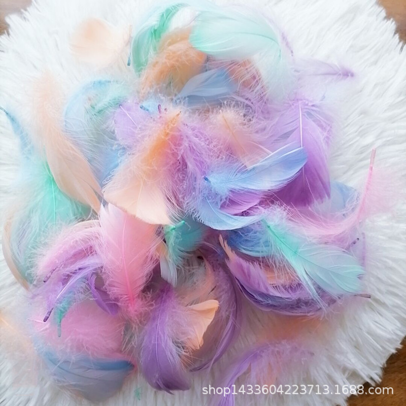 DIY Macaroon Dyed Goose Feather Small Floating Color Feather Dreamcatcher Feather Light Wave Ball Feather Filled Feather