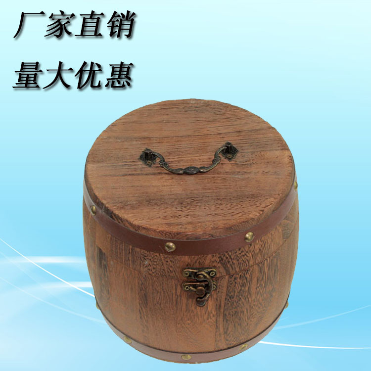 Оптовая ретро деревянная бочка для чая, маленькая зеленая оранжевая бочка для чая, деревянная упаковка для подарков, портативная коробка для хранения, массивное дерево