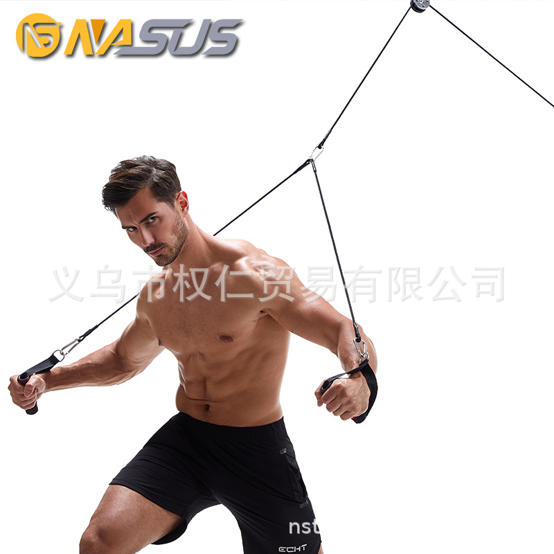 Three-Head Muscle Trainer Wire Rope High Pull-Down Gantry Pulley Home Horizontal Bar Fitness Equipment Tensioner