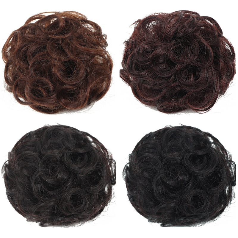 Hongxiu Preferred - Real Hair Ball Hair Circle Wig Bag Flower Bud Fluffy Natural Half Ball Hair Ornament Bun