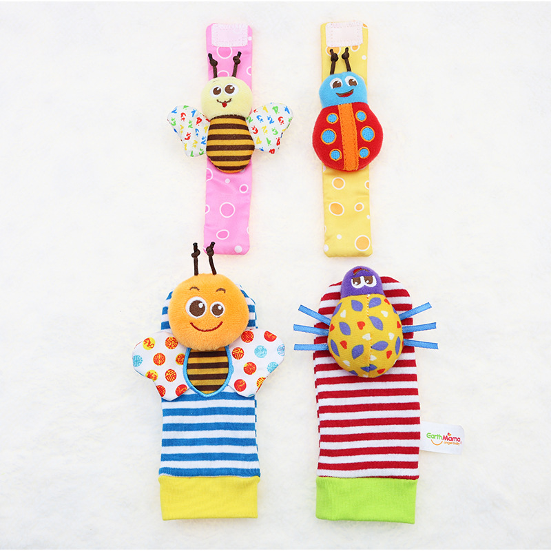 New Baby Soothing Rattle Plush Early Education Toy Bug Wrist Bell Rattle Socks Manufacturer Wholesale
