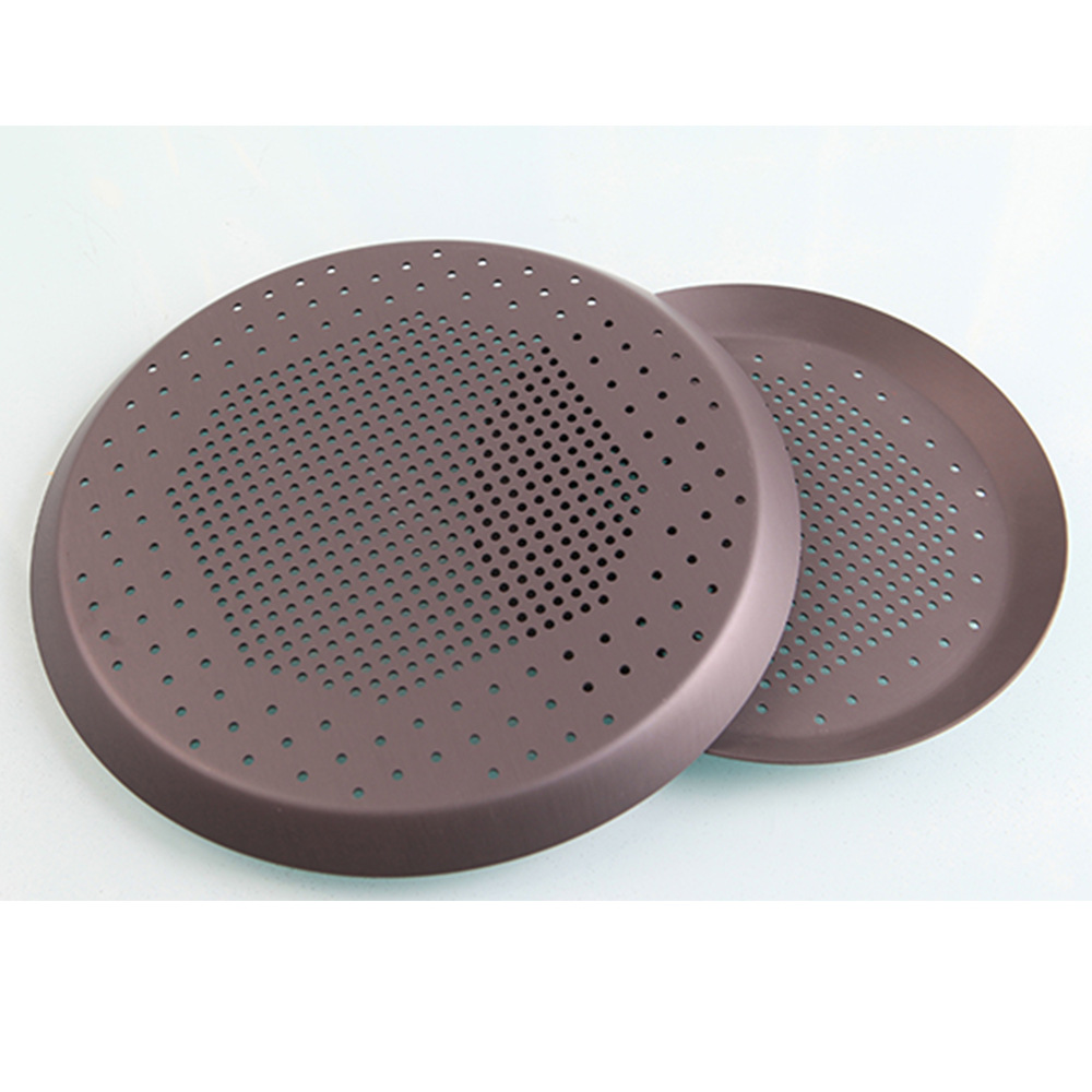 Thickened Hard Film Punching Round Pizza Plate Cheese Heart Plate Aluminum Alloy Pizza Plate Punching Mesh Plate 6~16 Disc