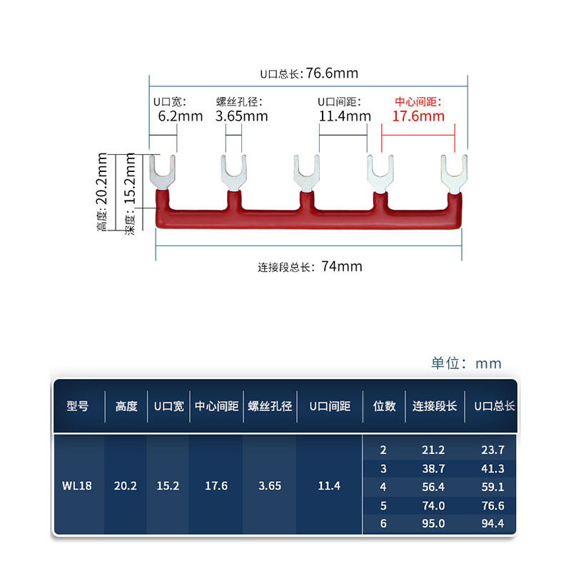 Tb Terminal Block Short Connecting Strip Tb-1510L Connecting Strip 1512 Wire Block Parallel Piece 2-12 Position Connecting Piece
