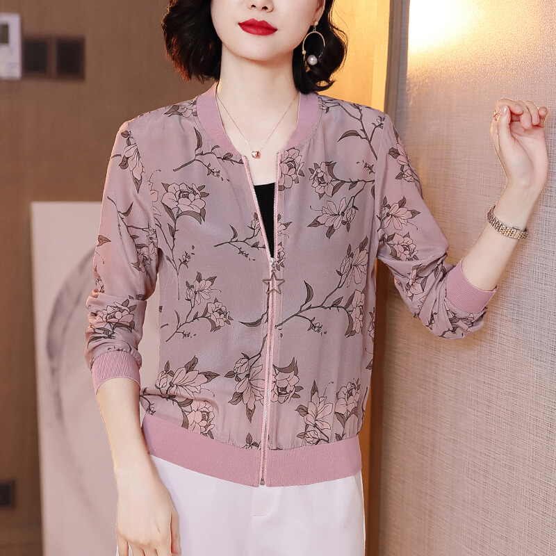 Chiffon Short Zipper Jacket Women's Long-Sleeved Spring & Fall 2025 Thai New Loose Cardigan Jacket Summer Sun Protection Clothing