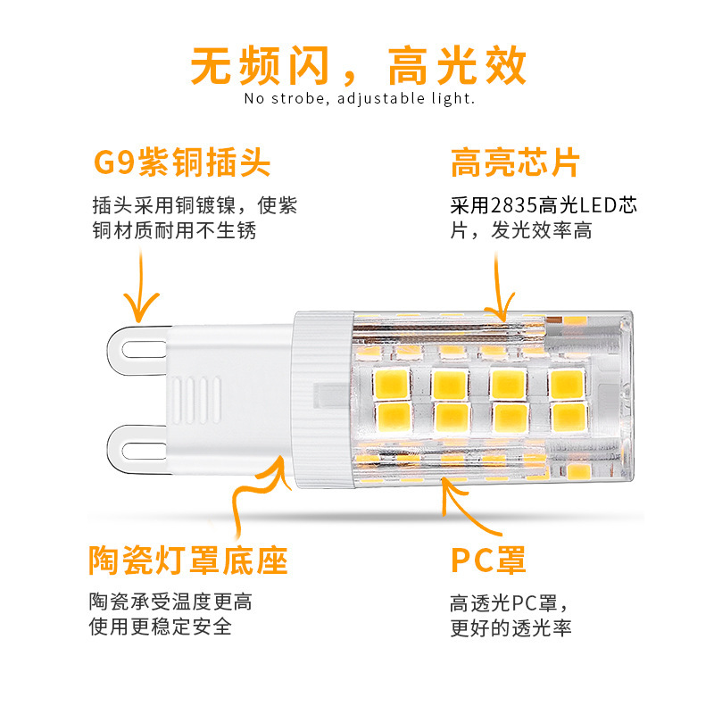G9 LED in-line corn lamp 2835 lamp beads 4W 230V corridor aisle wall lamp hotel table lamp light source