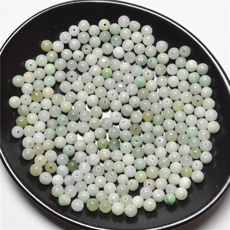 Factory wholesale Myanmar Jade Jadeite a waxy loose bead diy Jade scrap grinding 5m round bead jewelry