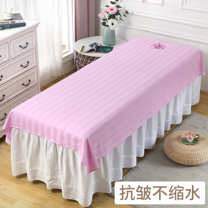 Beauty sheets with holes mercerized cotton polyester cotton white washable quick-drying anti-wrinkle massage sheets for beauty salon wholesale