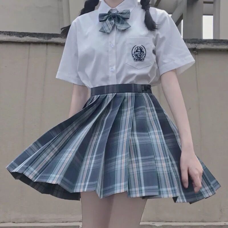 Japanese collection jk uniform pleated skirt women's plaid skirt gentle one-knife skirt suit student uniform cute college style