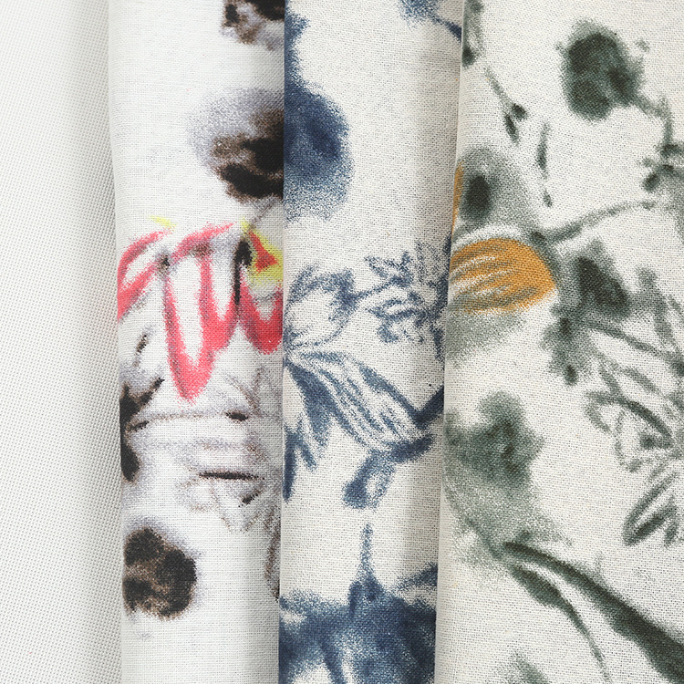 Factory direct spot wholesale plain cotton printed fabric vintage dress fabric imitation linen cotton printed fabric
