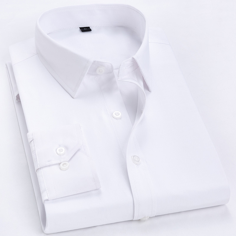 40% Cotton Long-Sleeved Shirt Men's Work Clothes Custom-Made No-Iron Shirt High-Density Business Men's Work Clothes Black and White Shirt