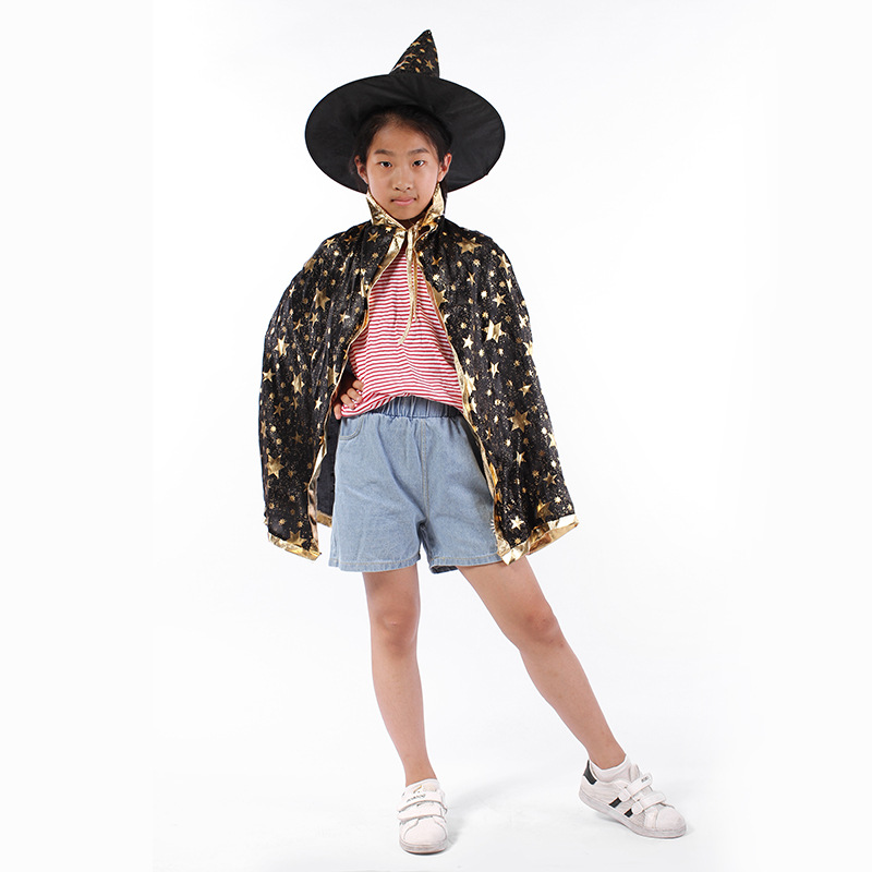Party Supplies Witch Show Anime Stage Costume Korean-style Five-star Hat Halloween Cloak Cloak Set