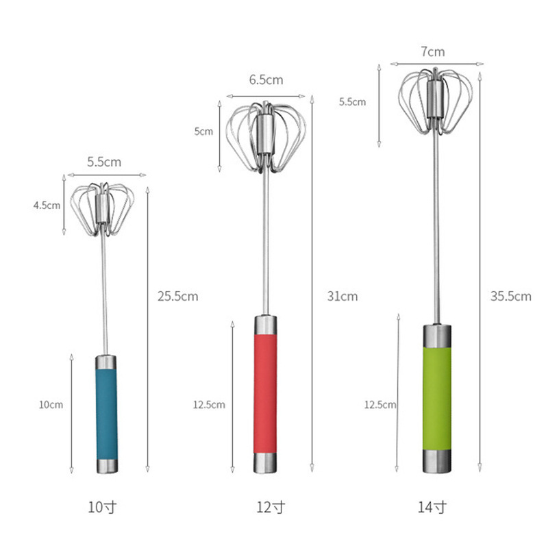 Press type semi-automatic rotary egg beater stainless steel cream baking hand mixer kitchen tools wholesale