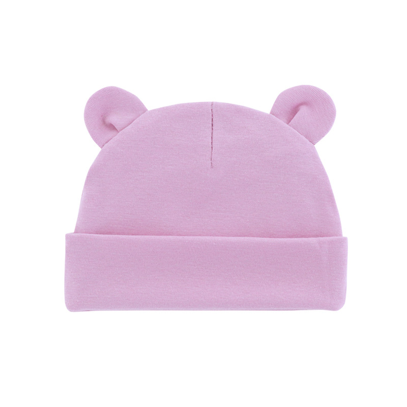 New Infant Fetal Cap Newborn Head Cap Solid Color Ear Mickey Hat Boys and Girls Baby Hat A54