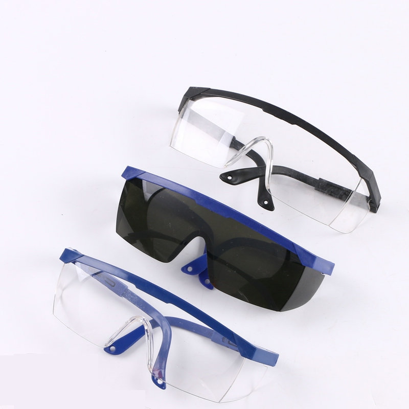 Blue and white labor protection protective glasses labor protection telescopic leg goggles windproof dustproof anti-impact glasses wholesale
