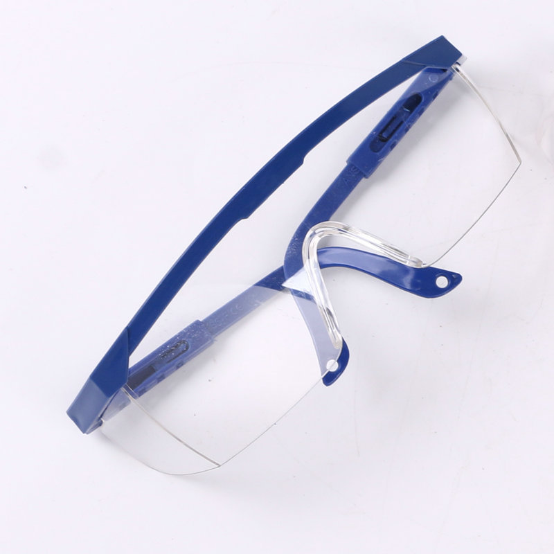Blue and white labor protection protective glasses labor protection telescopic leg goggles windproof dustproof anti-impact glasses wholesale