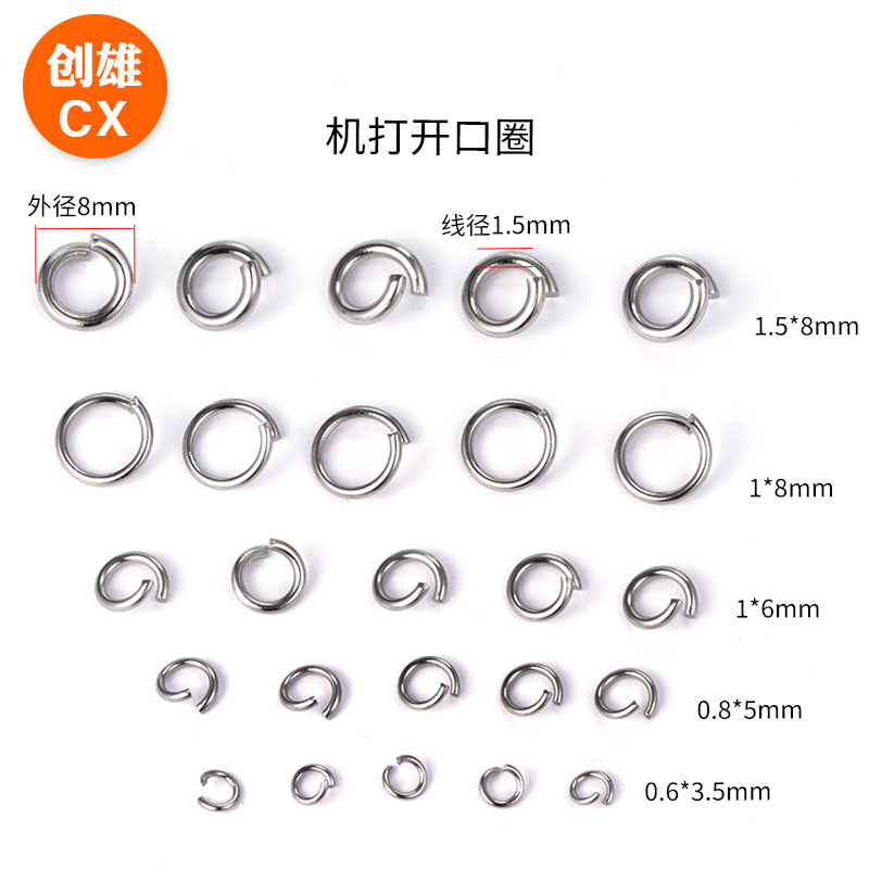 Factory supply round stainless steel wire diameter 0.4-2.0mm open ring unisex necklace bracelet earrings