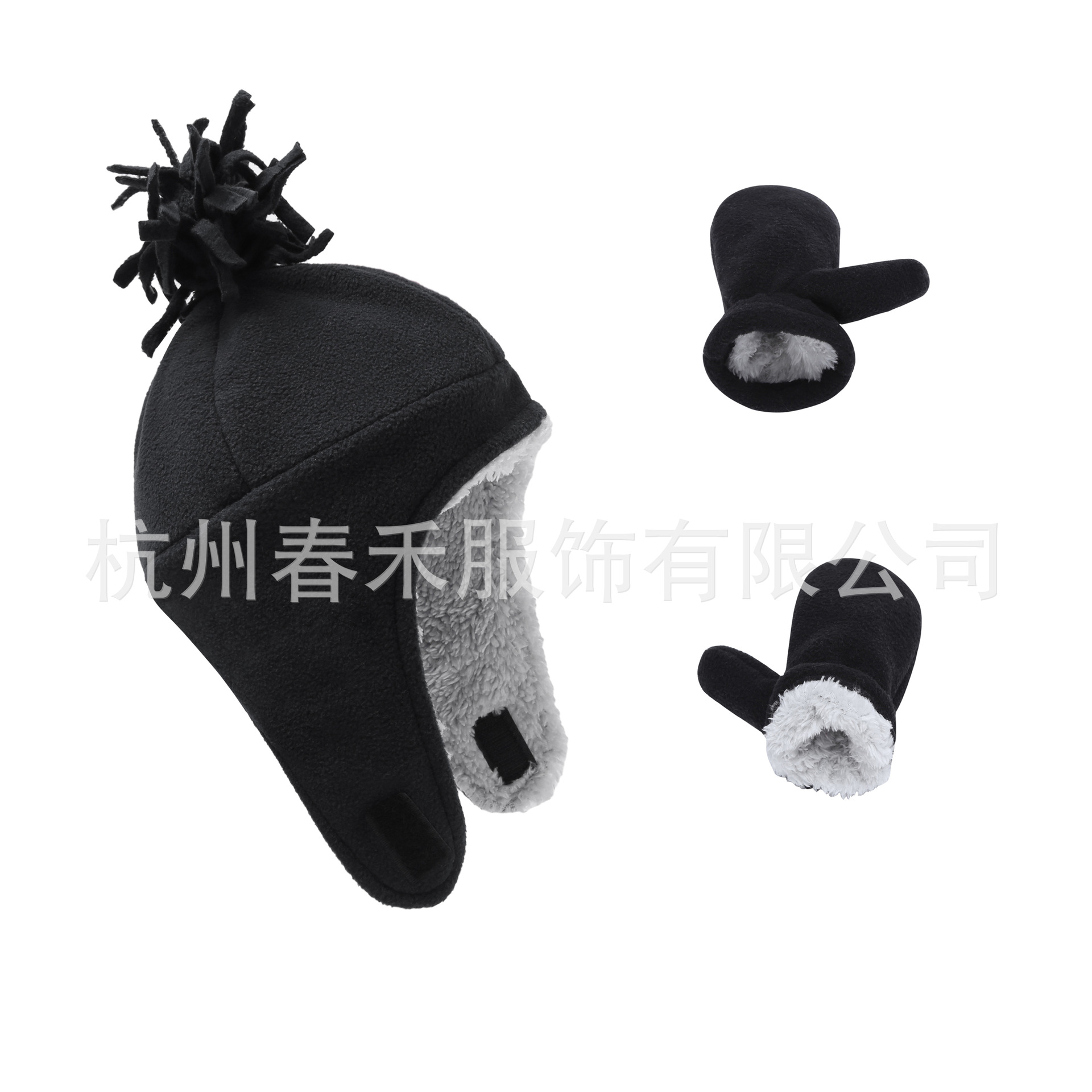 Amazon Source Factory Spot 11 Color 2 Size Fall/Winter Children's Fleece Plus Fleece Tie Flower Thick Hat Gloves