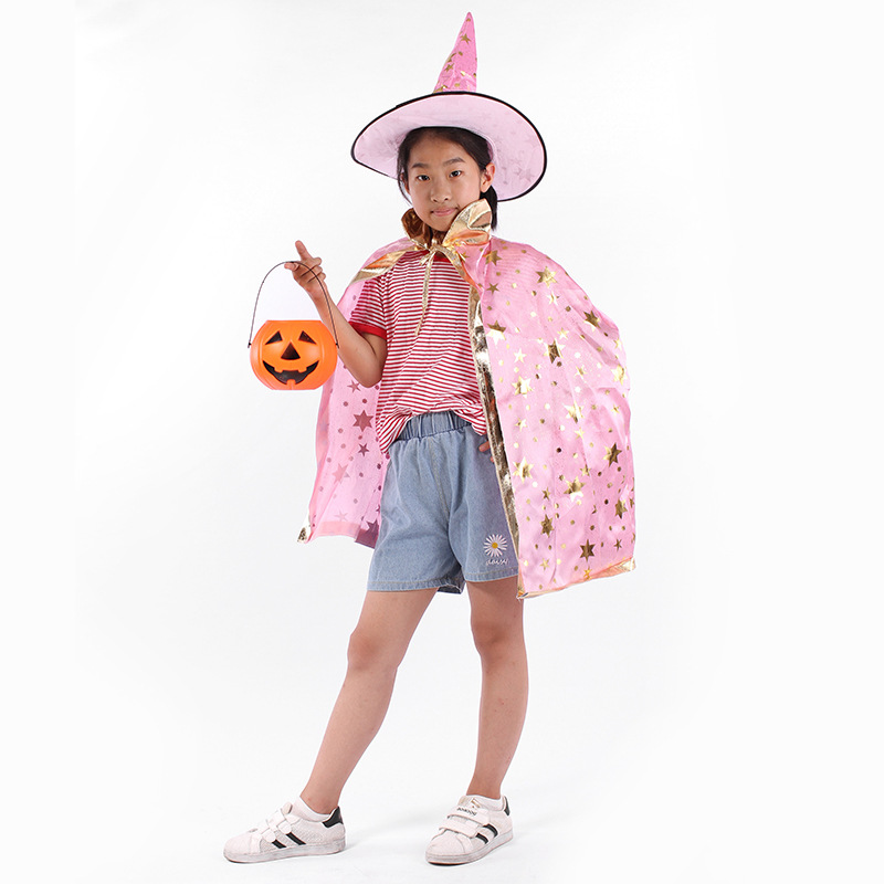 Party Supplies Witch Show Anime Stage Costume Korean-style Five-star Hat Halloween Cloak Cloak Set