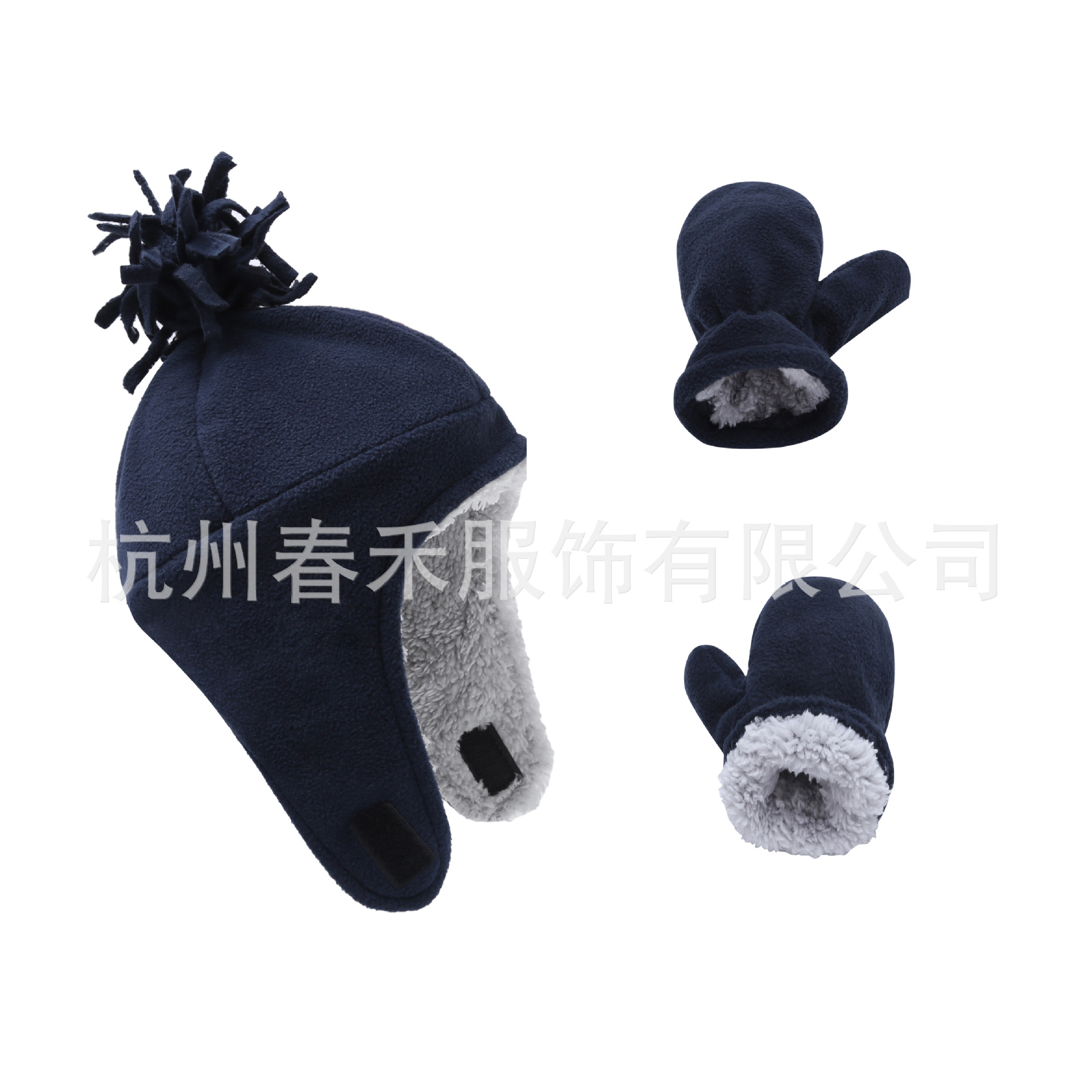 Amazon Source Factory Spot 11 Color 2 Size Fall/Winter Children's Fleece Plus Fleece Tie Flower Thick Hat Gloves