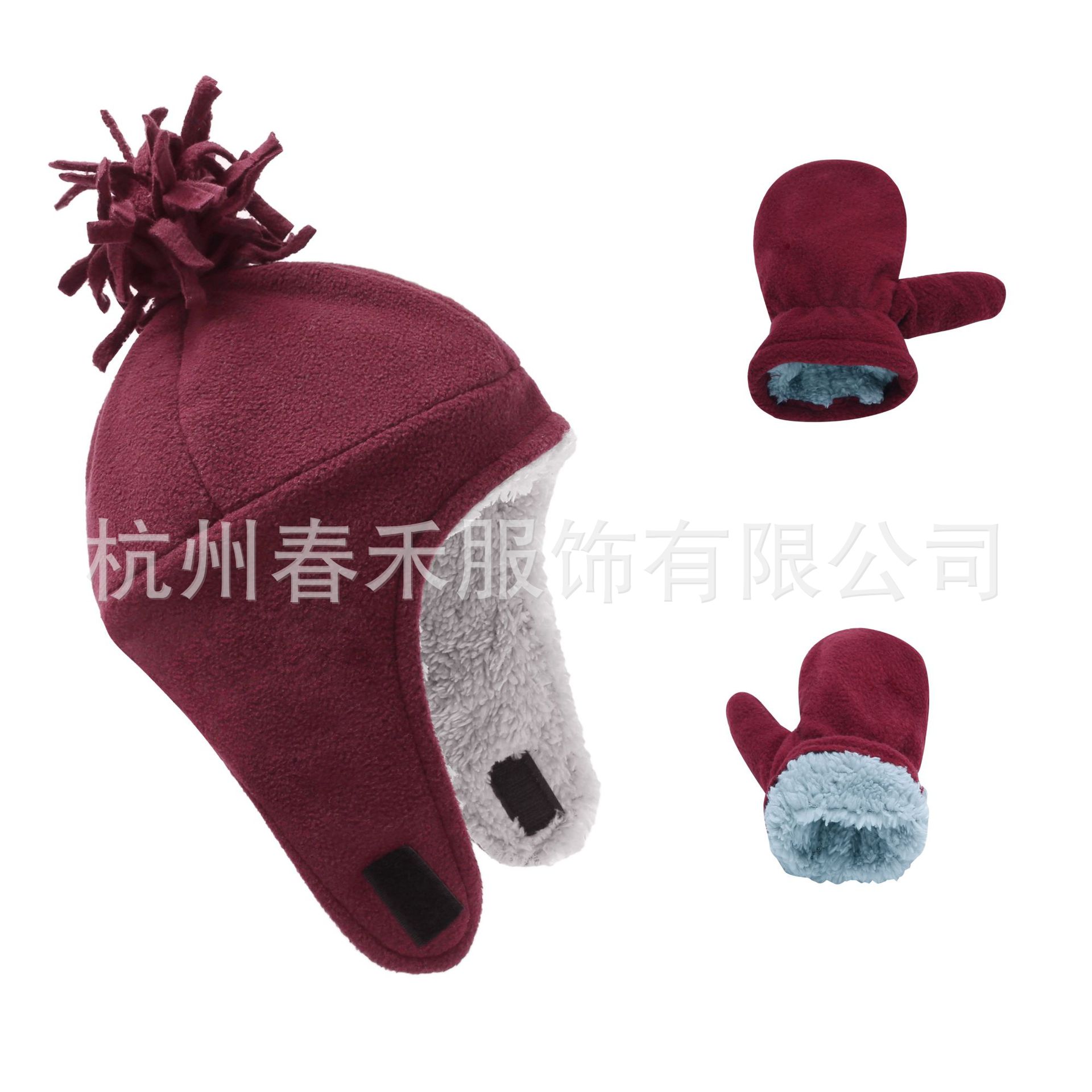 Amazon Source Factory Spot 11 Color 2 Size Fall/Winter Children's Fleece Plus Fleece Tie Flower Thick Hat Gloves