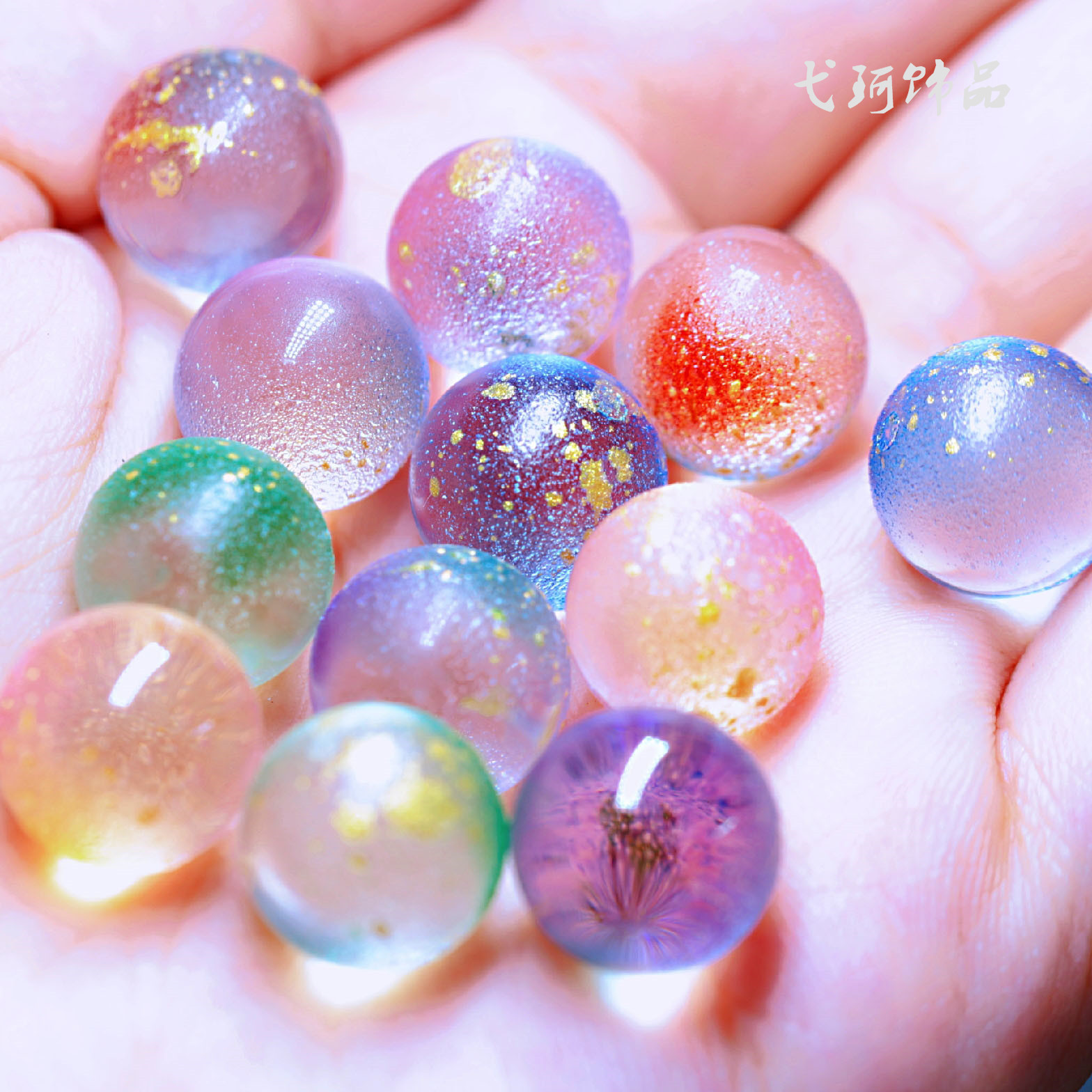 Yi Ke imitation etched crystal ball domestic round beads 10-12mm non-porous hairpin top beads antique hairpin accessories