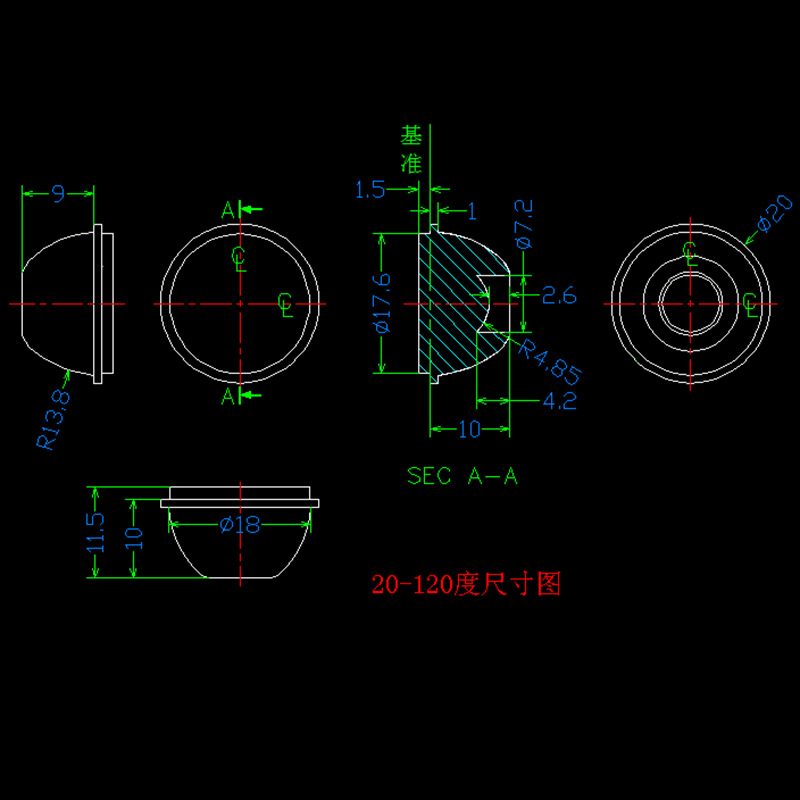 Led Lens Single 20mm 90 Degree 120 Degree Glossy Lens 1W High Power Imitation Lumens Lens Acrylic