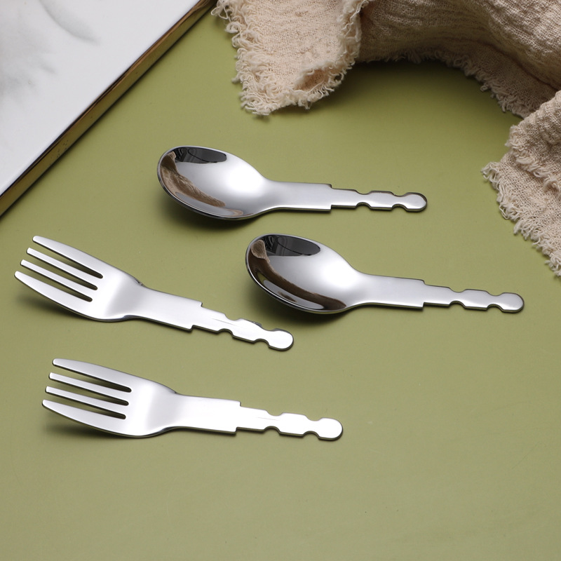 Factory direct supply 316 stainless steel children's fork spoon knife tableware three-piece set semi-finished baby infant spoon fork head