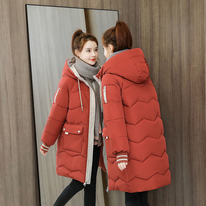Women's Mid-Length Cotton Coat for Foreign Trade, 2025 Korean Style, Loose-Fitting Winter Jacket, Thickened Cotton-Padded Jacket, Puffer Jacket, Cotton Coat