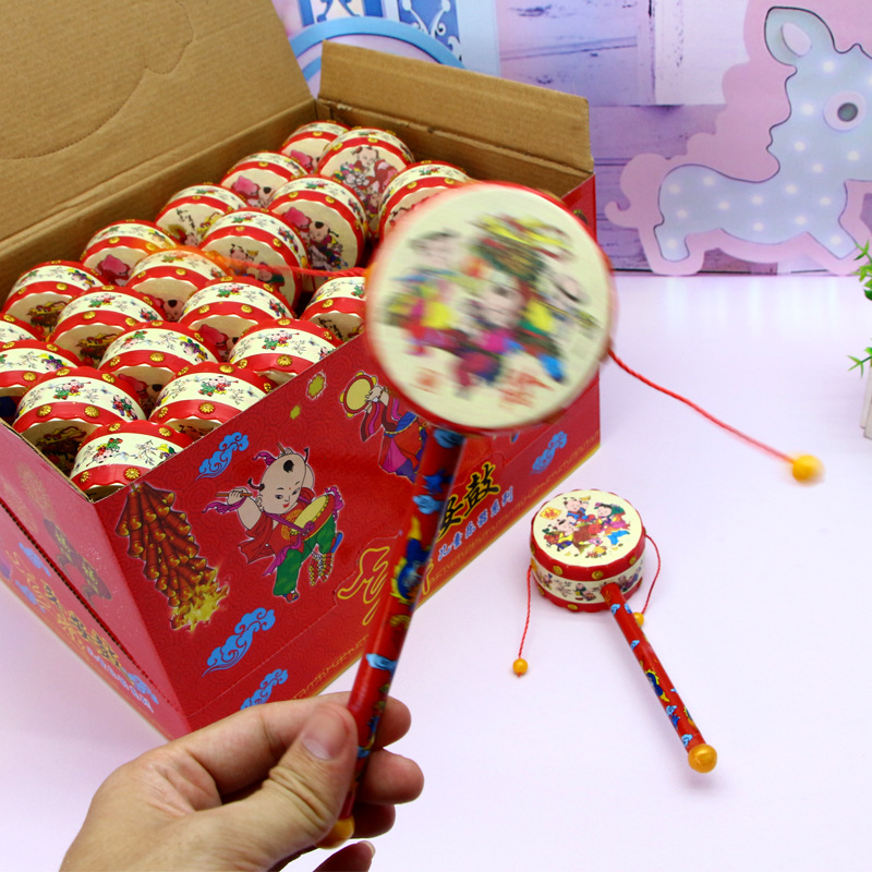 Hot children selling auspicious rattle small rattle rattle rattle baby hand drum traditional stall toys wholesale 830
