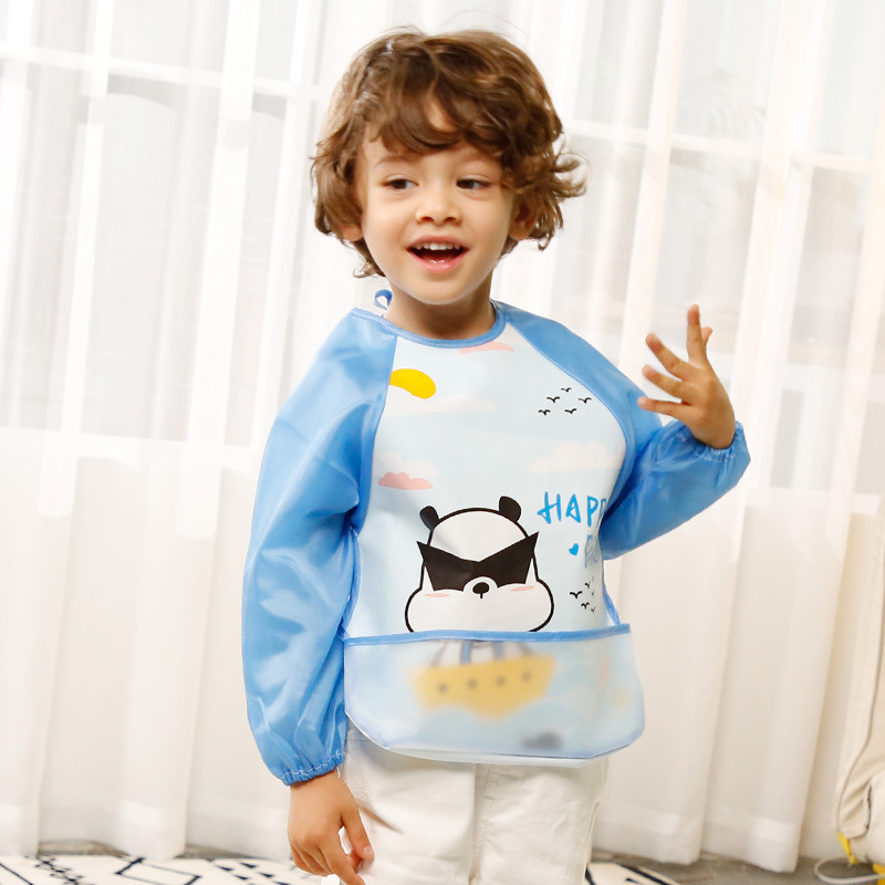 Комбинезон для кормления осенью, водонепроницаемый, защитная одежда для рисования, слюнявчик с карманом для риса