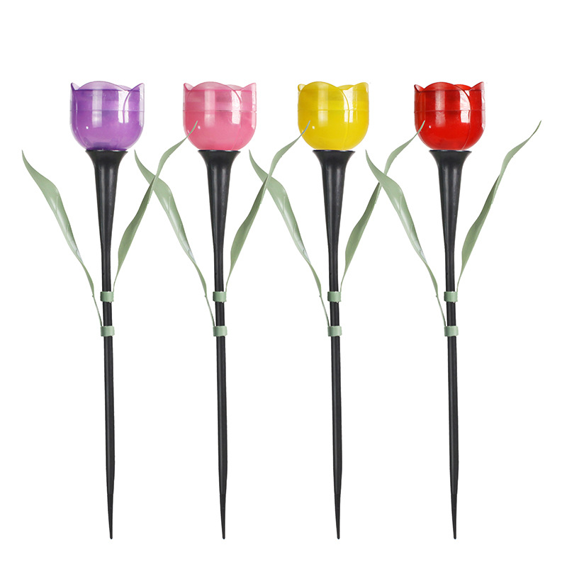 Solar Tulip Flower Lights Led Garden Decorative Lights Plastic Outdoor Waterproof Ground Lights Super Bright