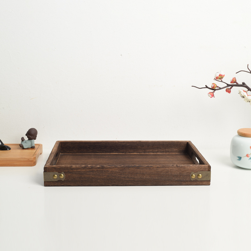 Wooden Tea Tray Wooden Tray Solid Wood Household Wooden Tray Bread Tray Hotel Wooden Tray Dinner Tray Solid Wood Tea Tray