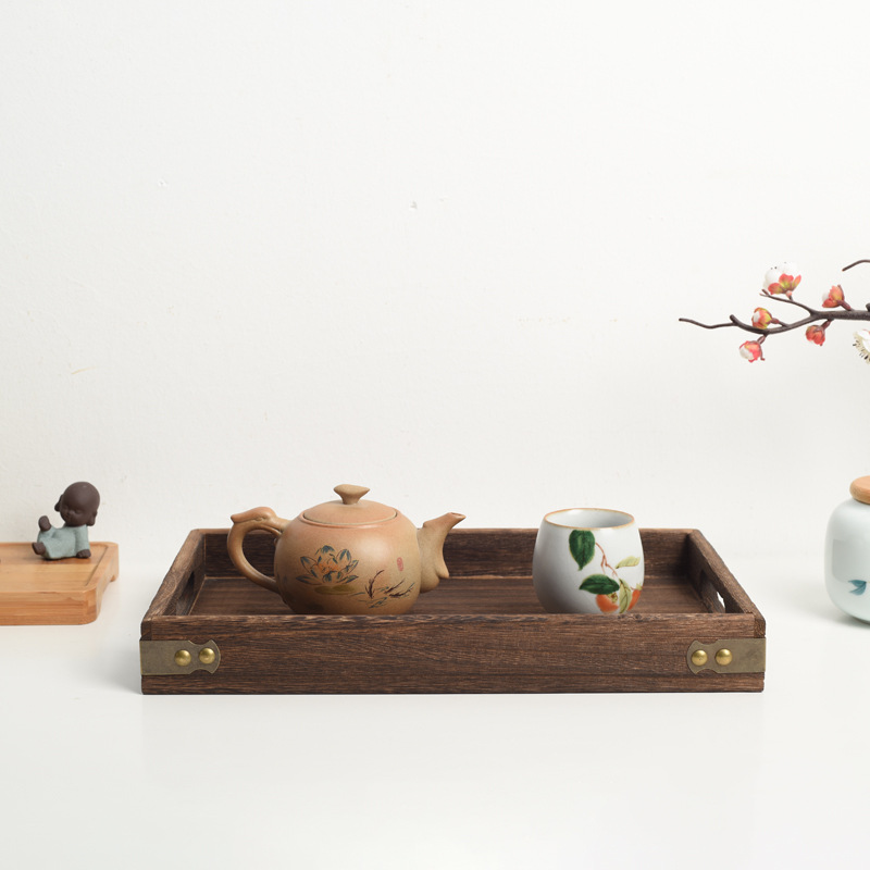Wooden Tea Tray Wooden Tray Solid Wood Household Wooden Tray Bread Tray Hotel Wooden Tray Dinner Tray Solid Wood Tea Tray