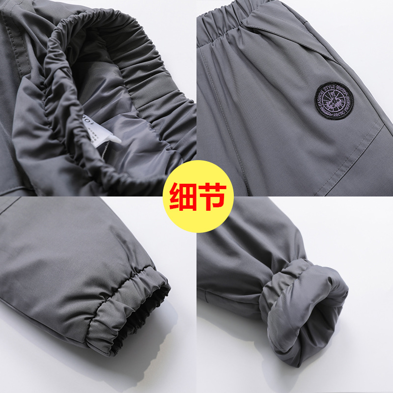 Children's Down Pants Boys Wear Winter Thickened Small and Medium-sized Children's Baby Girls' Big Goose Black Gold Icon Work Pants