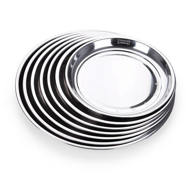 Stainless Steel Small Plate Korean 304 Round Barbecue Meat Plate Seasoning Snack Pickle Plate Moxibustion Tool Large Round Flat Plate