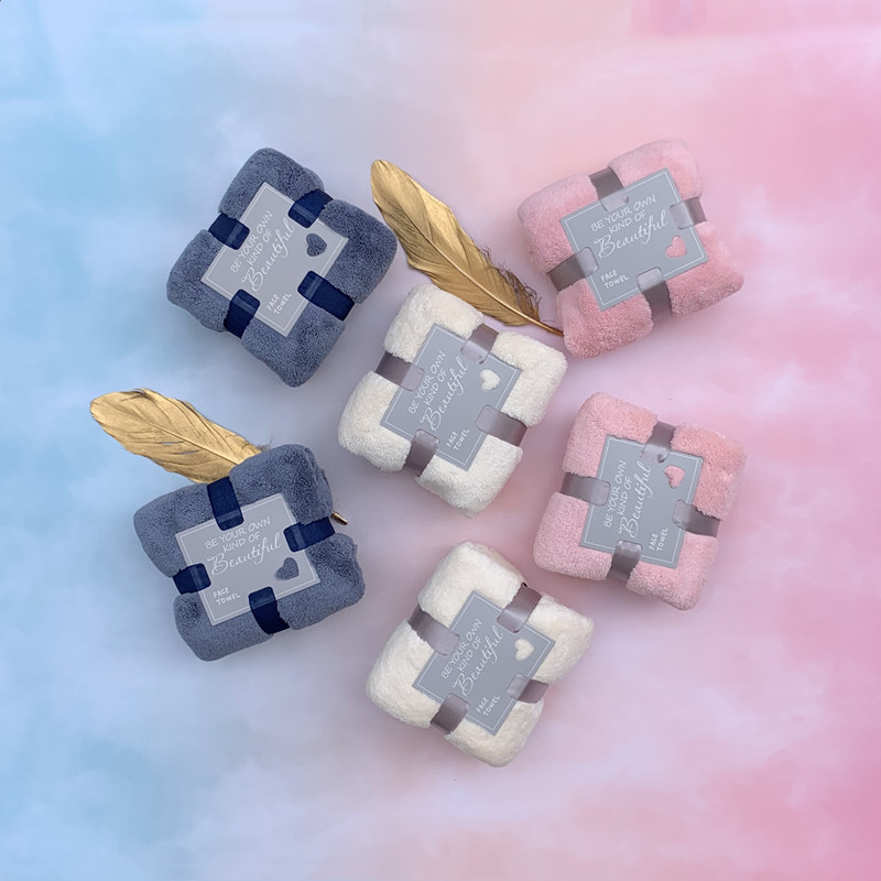 Coral Fleece Love Square Wedding Gift Water Absorbent Towel Hand Gift Wash Face Towel Full Moon Return Gift Gift Box Accessories