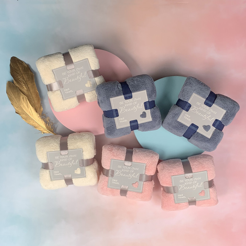 Coral Fleece Love Square Wedding Gift Water Absorbent Towel Hand Gift Wash Face Towel Full Moon Return Gift Gift Box Accessories